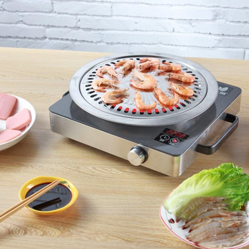 Smokeless Indoor BBQ Grill Pan - Stainless Steel Roasting Plate