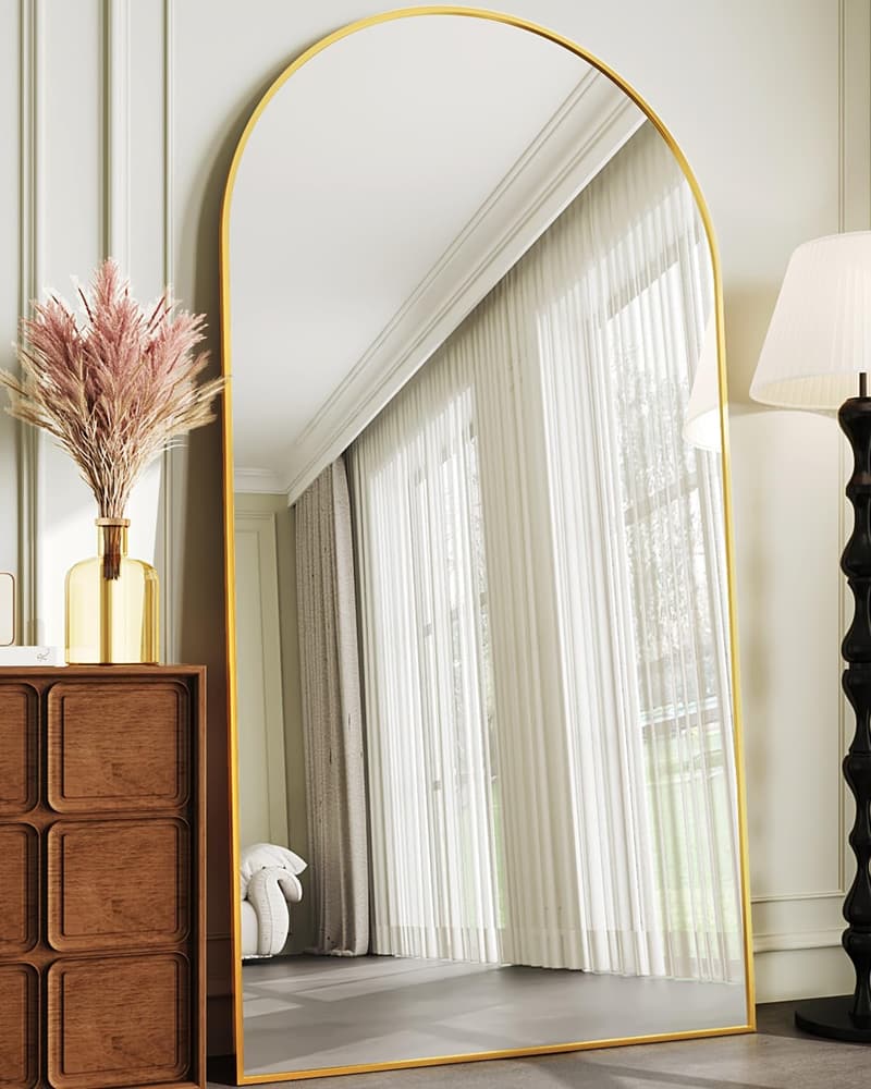 Gold Arched Full-Length Freestanding Mirror, 81