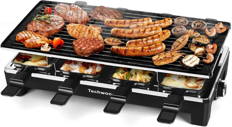 Indoor Electric Raclette Grill with Removable Non-Stick Plate