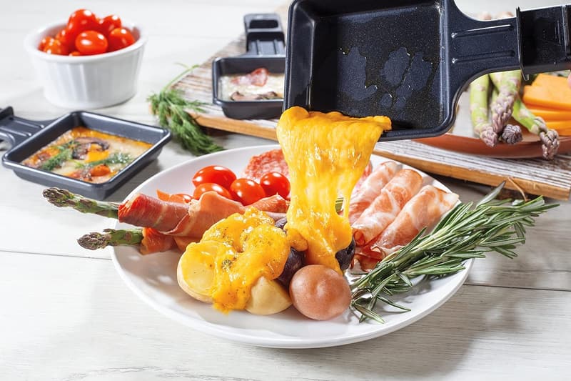 Electric Indoor Raclette Grill for 8 - Nonstick Cooking Plate