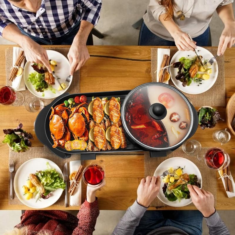 Indoor Electric Hot Pot & Grill Combo for Korean BBQ, Smokeless