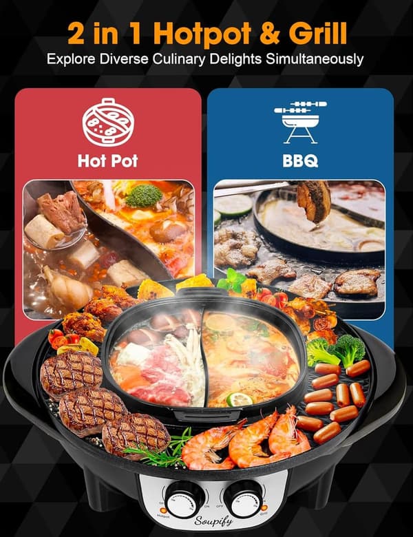 2-in-1 Electric Hot Pot & Grill for Family Gatherings
