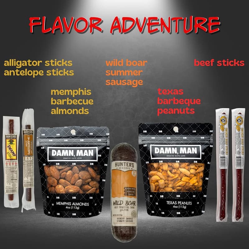 Birthday Gift Basket - Gourmet Beef Jerky and Exotic Snacks for Men