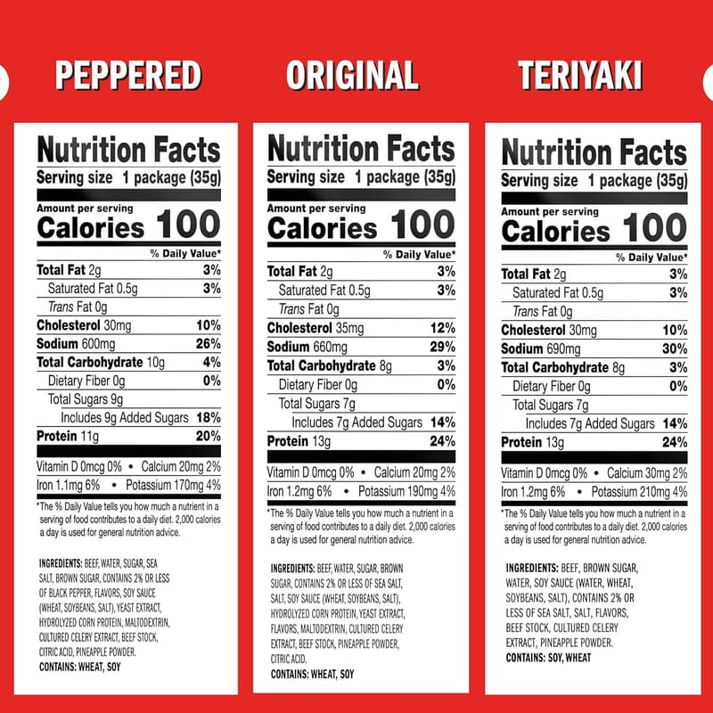 Beef Jerky Variety Pack – 100% Beef, 15 Pack of Protein Snacks