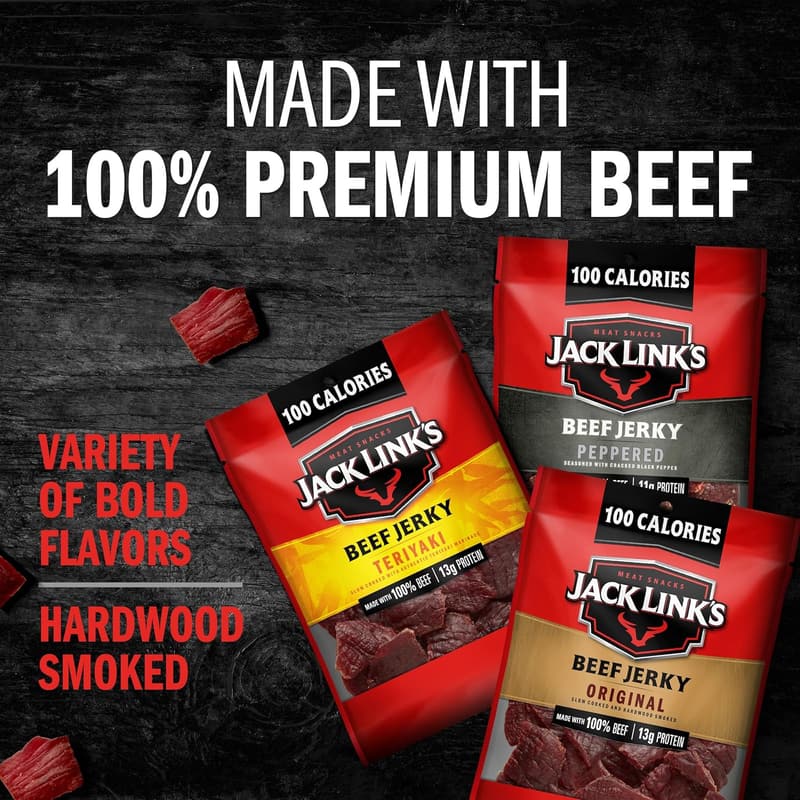 Beef Jerky Variety Pack – 100% Beef, 15 Pack of Protein Snacks