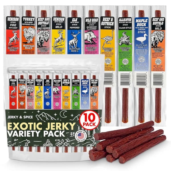 Exotic Beef Jerky Snack Pack for Men - 10-Pack Variety