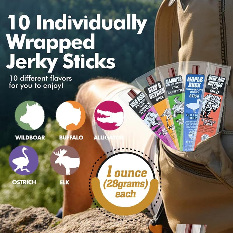 Exotic Beef Jerky Snack Pack for Men - 10-Pack Variety