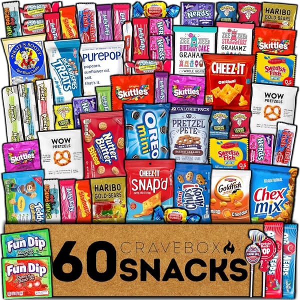 Father's Day Snack and Candy Gift Box for Adults - 60 Count