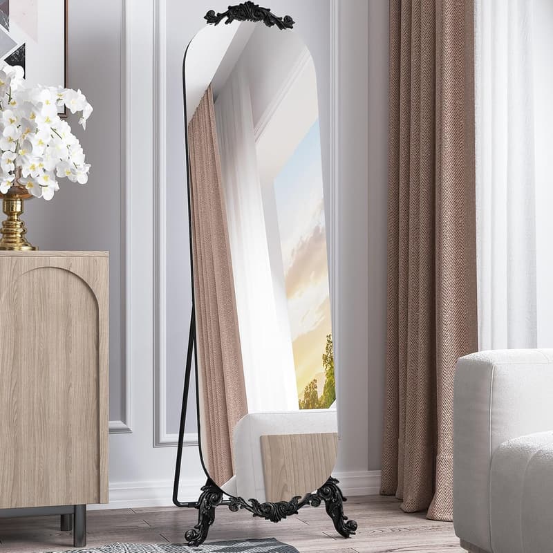 Gothic Frameless Arched Floor Mirror for Weddings & Home Décor