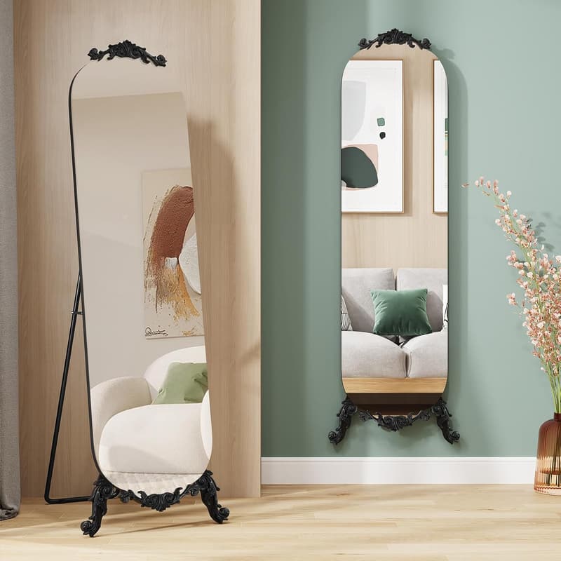 Gothic Frameless Arched Floor Mirror for Weddings & Home Décor