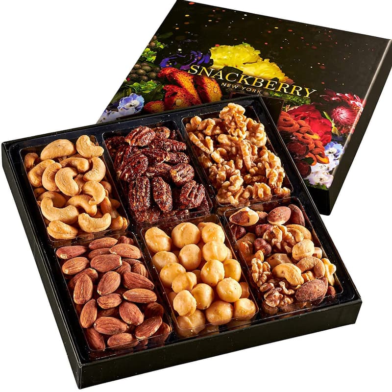 Gourmet Nuts Gift Basket - Elegant Snack Box for Men & Women
