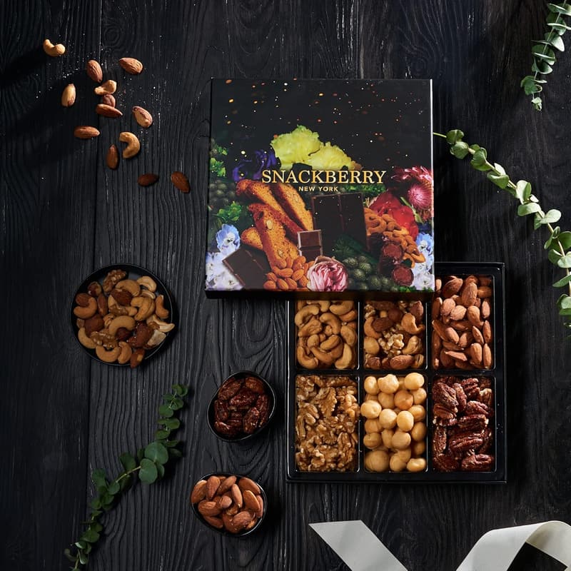 Gourmet Nuts Gift Basket - Elegant Snack Box for Men & Women