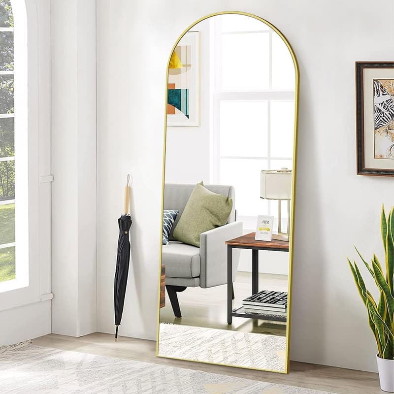 Gold Arched Full-Length Floor Mirror - 65