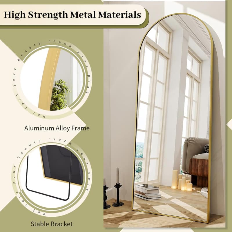 Gold Arched Full-Length Floor Mirror - 65