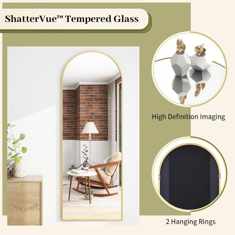 Gold Arched Full-Length Floor Mirror - 65