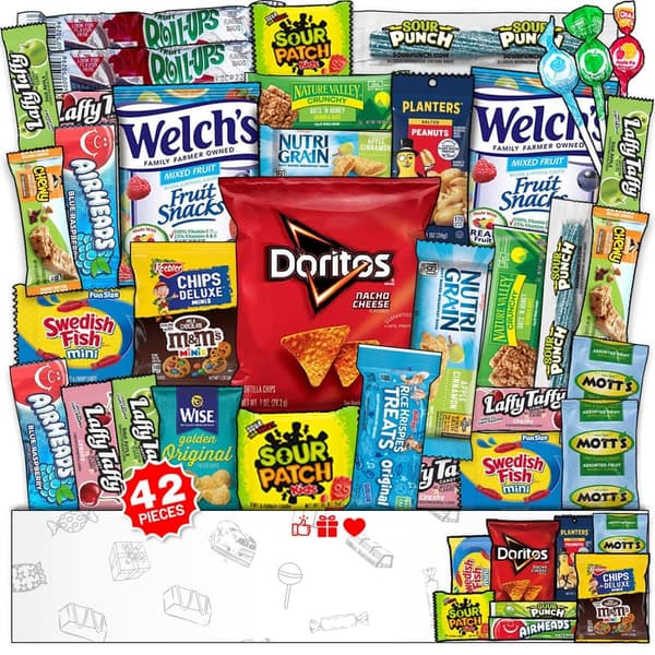 Father's Day Snack Box Variety Pack for Adults 42 Count