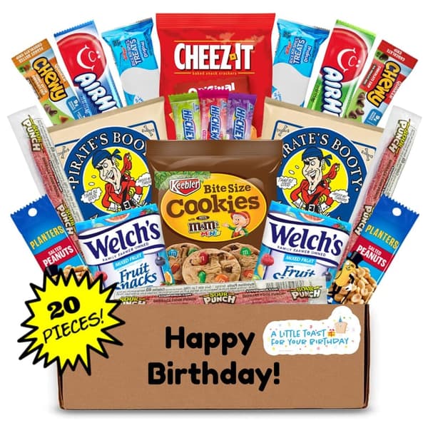 Birthday Snack Box - Hangry Kit with Cookies, Chips & Candy (20 CT)