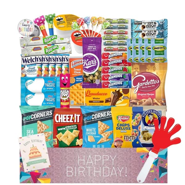 Birthday Snack Box Assortment (50 Count) - Fun Treats for All
