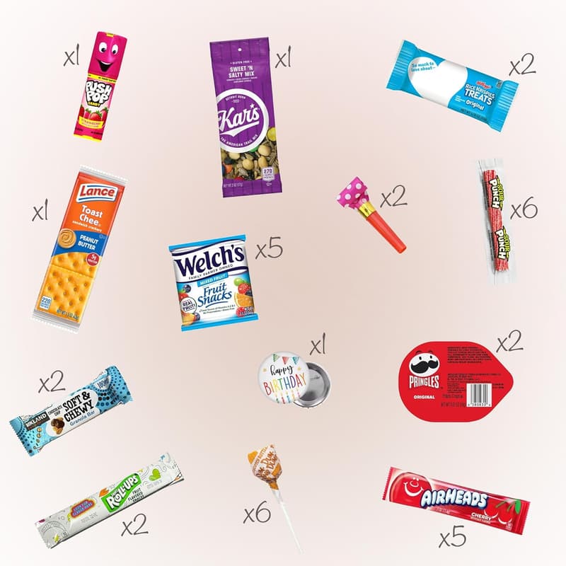 Birthday Snack Box Assortment (50 Count) - Fun Treats for All