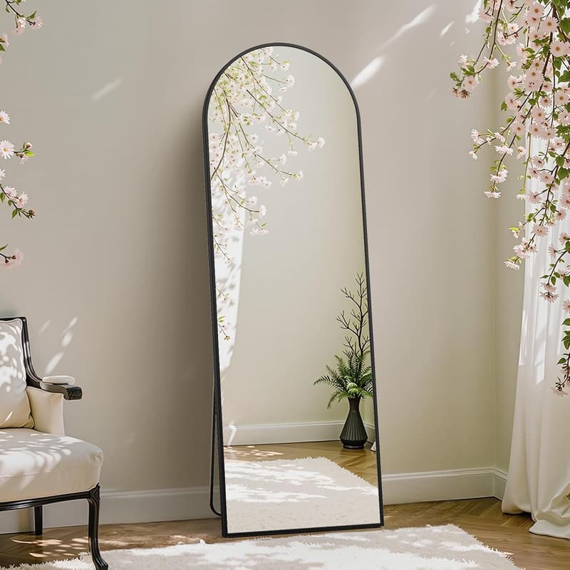 Modern Full-Length Floor Mirror with Aluminum Frame, 59