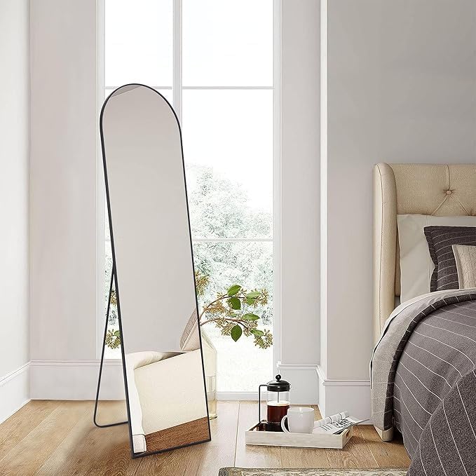 Modern Full-Length Floor Mirror with Aluminum Frame, 59