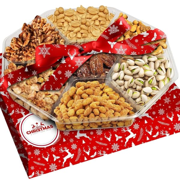 Christmas Gift Basket - Premium Organic Mixed Nuts, Vegan
