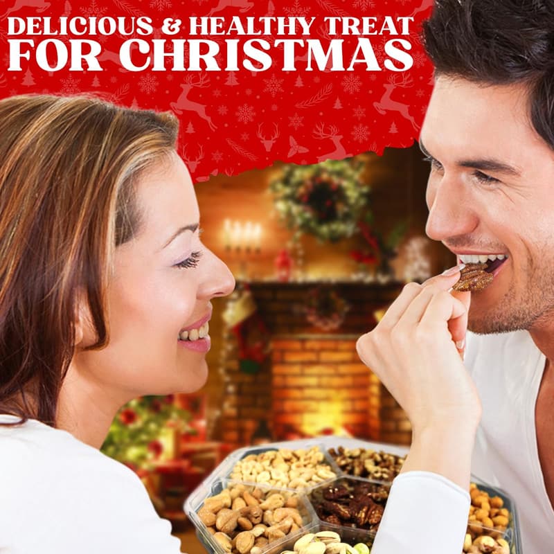 Christmas Gift Basket - Premium Organic Mixed Nuts, Vegan