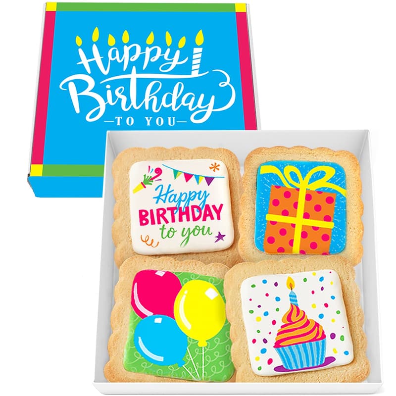 Happy Birthday Decorated Sugar Cookies Gift Basket