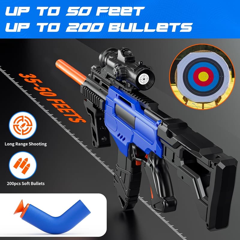 Electric Automatic Sniper Rifle Toy with Vest & Darts - Ages 8-12