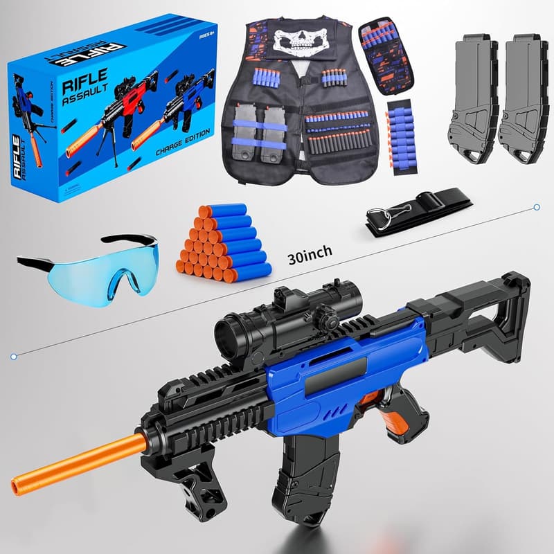 Electric Automatic Sniper Rifle Toy with Vest & Darts - Ages 8-12
