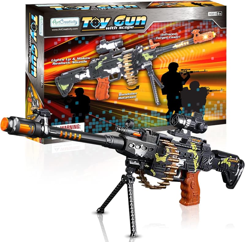 Military Toy Gun with Scope and Sound Effects for Boys 8-12