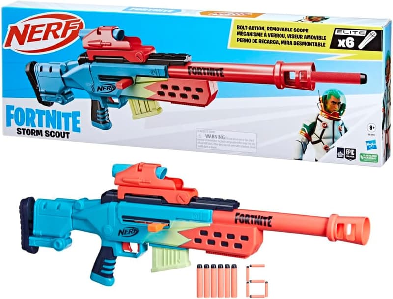 Nerf Fortnite Storm Scout Blaster with Scope and 6-Dart Clip