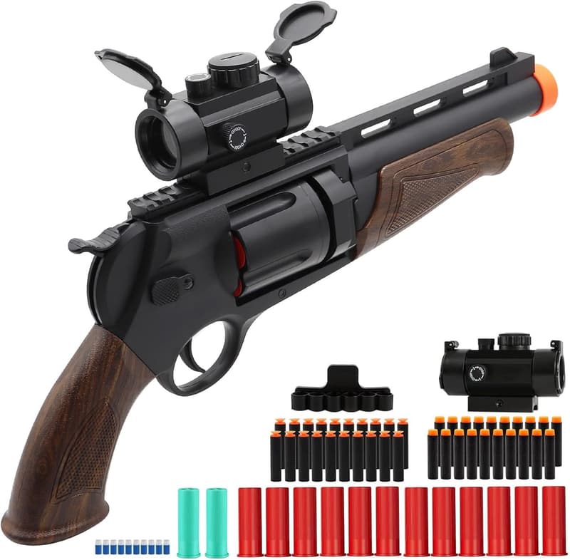 Soft Bullet Revolver Toy Gun with Scope – Ideal Birthday Gift for Boys 8+