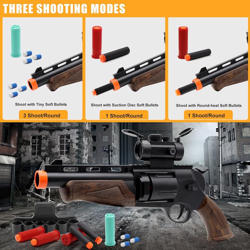 Soft Bullet Revolver Toy Gun with Scope – Ideal Birthday Gift for Boys 8+