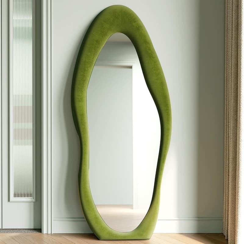 Green Wavy Wall Mirror, 63