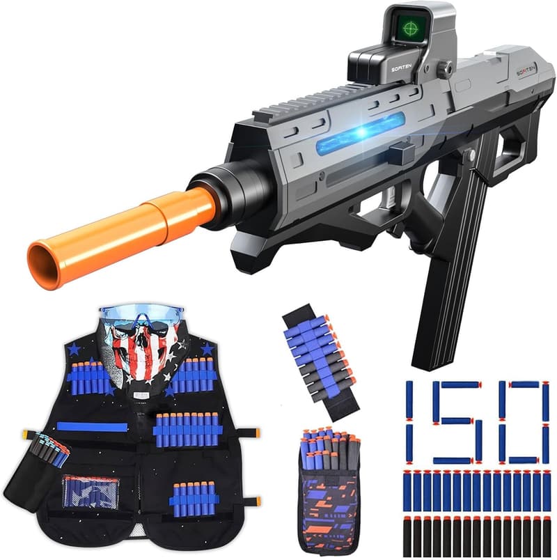 Futuristic Electric Sniper Rifle Toy Gun Kit with 150 Darts