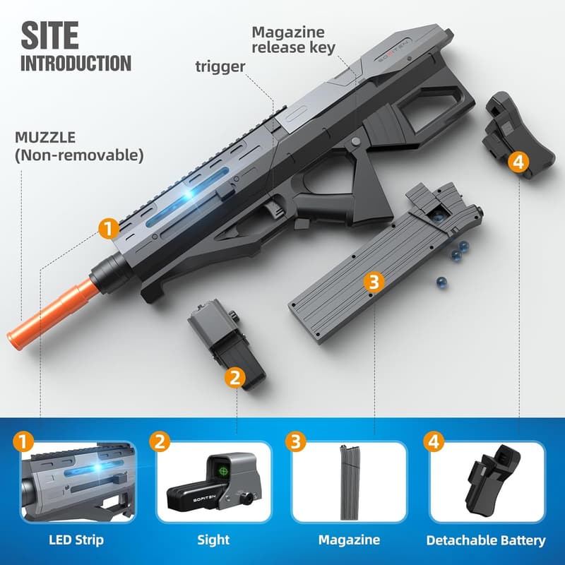 Futuristic Electric Sniper Rifle Toy Gun Kit with 150 Darts
