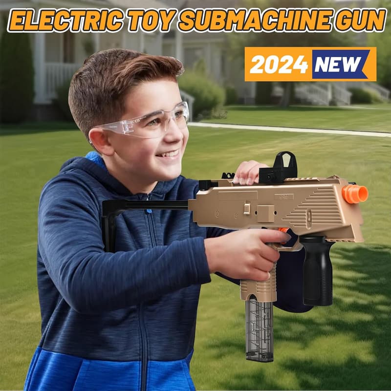 Automatic MP9 Toy Gun Set with 100 Soft Darts for Kids