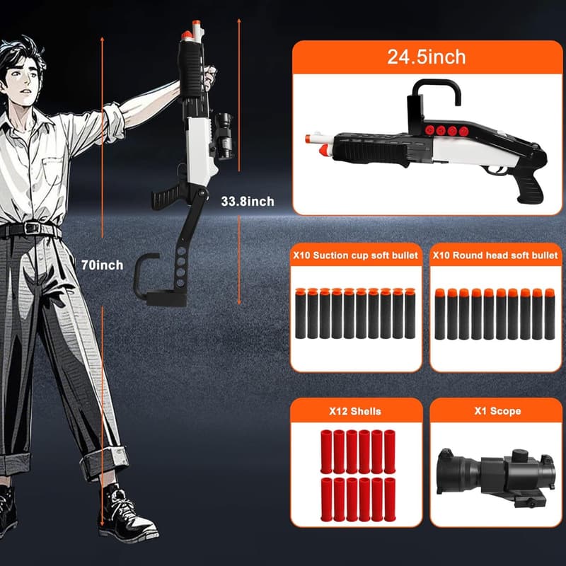 Soft Bullet Sniper Rifle Toy Gun with Ejecting Shells