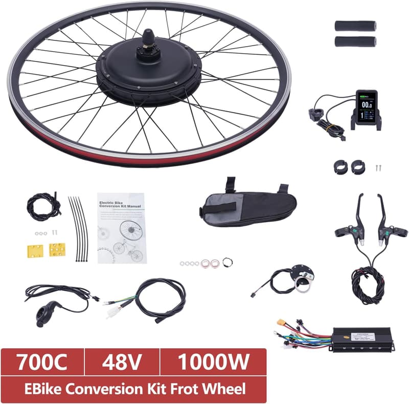 48V 1000W Electric Bike Conversion Kit with LCD Display & PAS