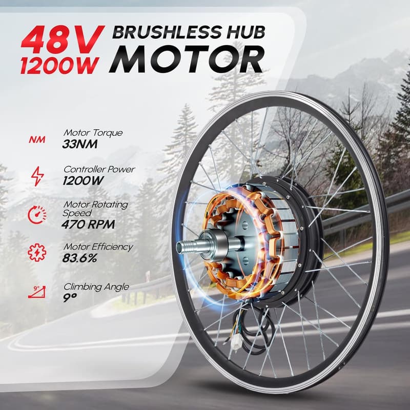 48V 1200W Electric Bike Conversion Kit with LCD Display