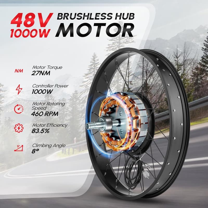 48V 1000W E-Bike Conversion Kit with LCD Display & Throttle