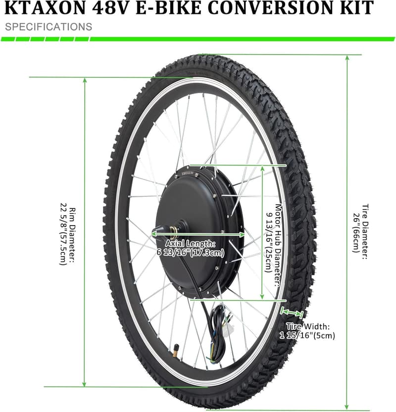 48V 1000W Electric Bike Conversion Kit with LCD Display