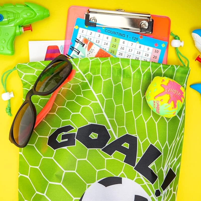 Soccer Treat Bags - 12 Pack Drawstring Goodie Bags (10x12 In)