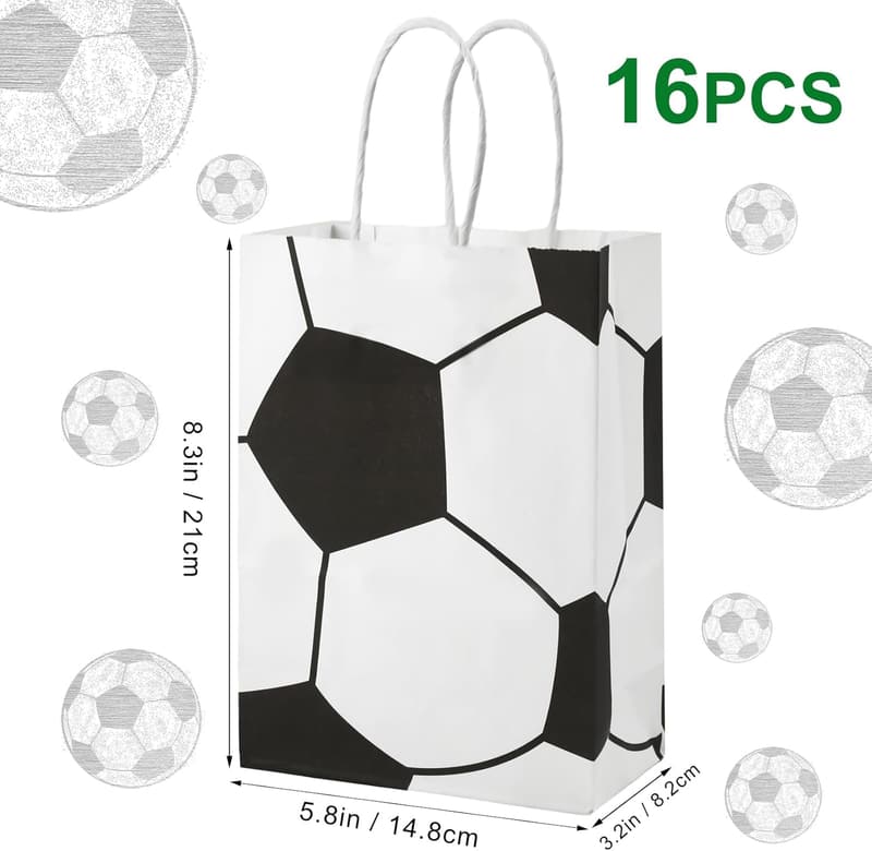 Soccer Party Favor Bags - 16 Football-Themed Treat Bags for Kids & Adults