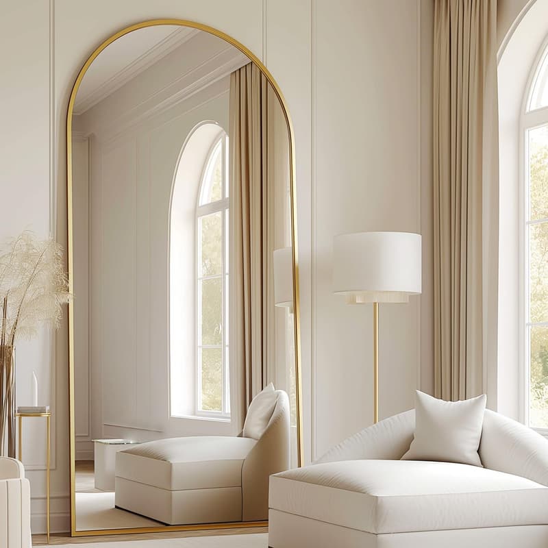 Gold Arched Full-Length Floor Mirror - 70