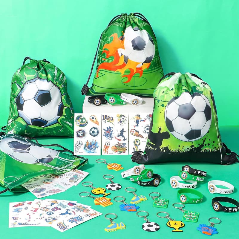 Soccer Birthday Party Favor Set with Drawstring Bag & Gifts