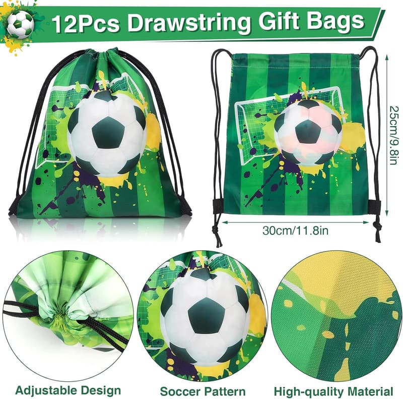 Soccer Birthday Party Favor Set with Drawstring Bag & Gifts