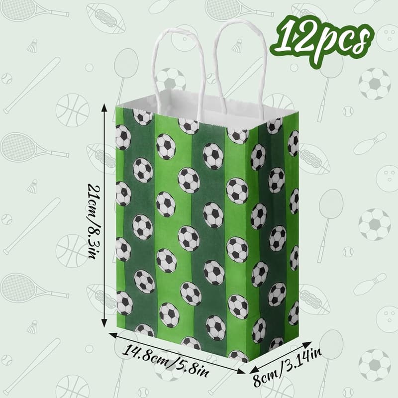 Soccer Birthday Party Favor Bags - 12pcs Dark Green