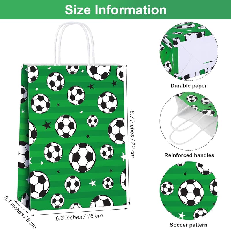 Soccer Party Favor Bags - 16-Count Print Paper Goodie Bags